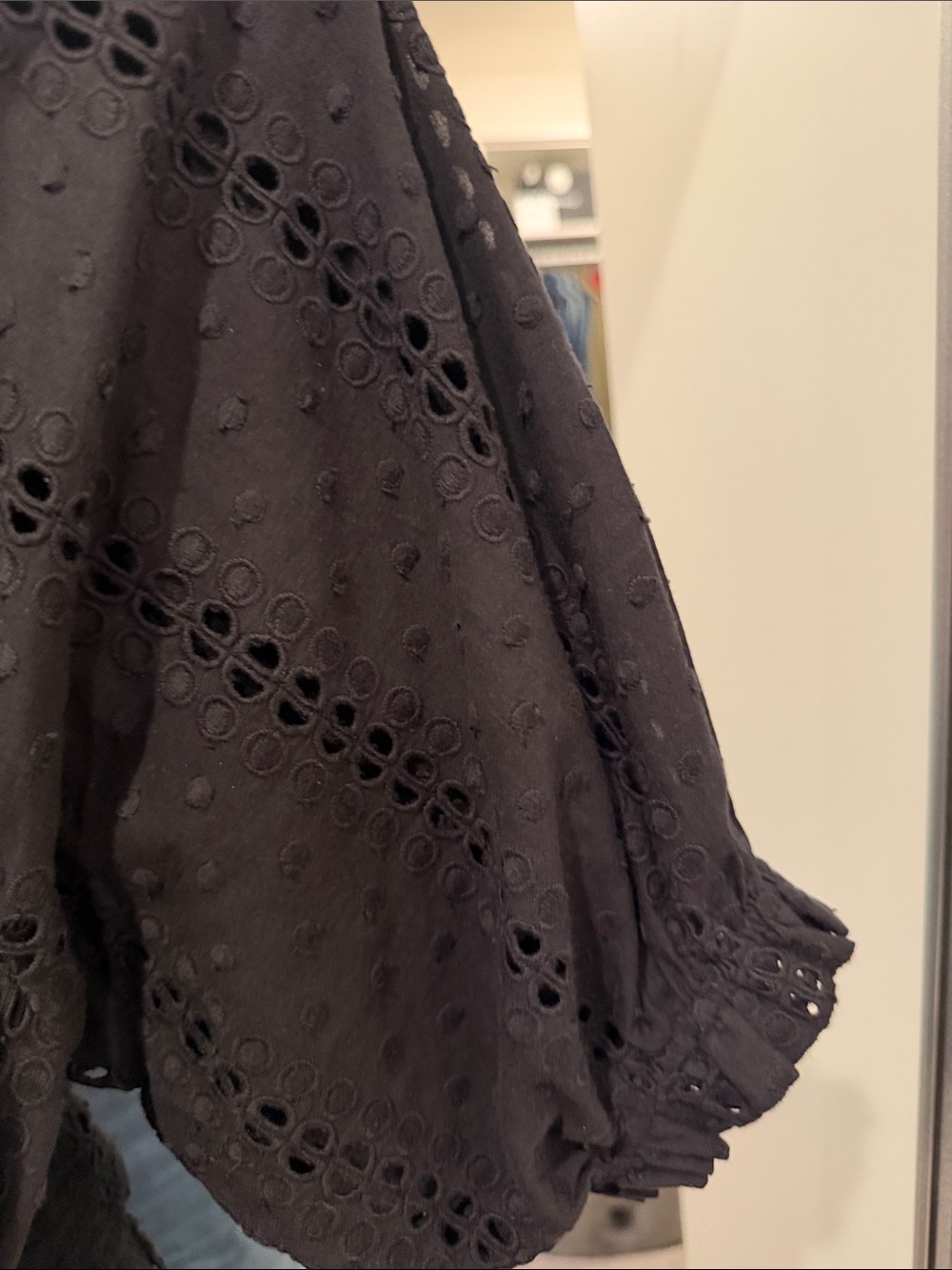 Black Eyelet Maxi Dress with Tie Waist - Picture 4 of 6